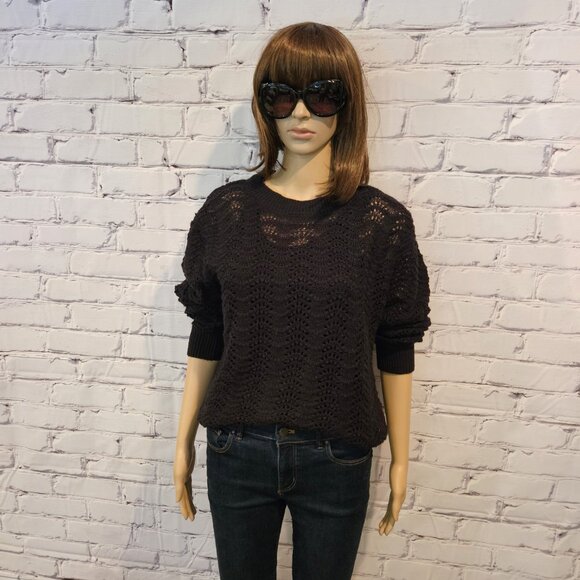 MANGO, Black open knit pullover sweater - Picture 6 of 12